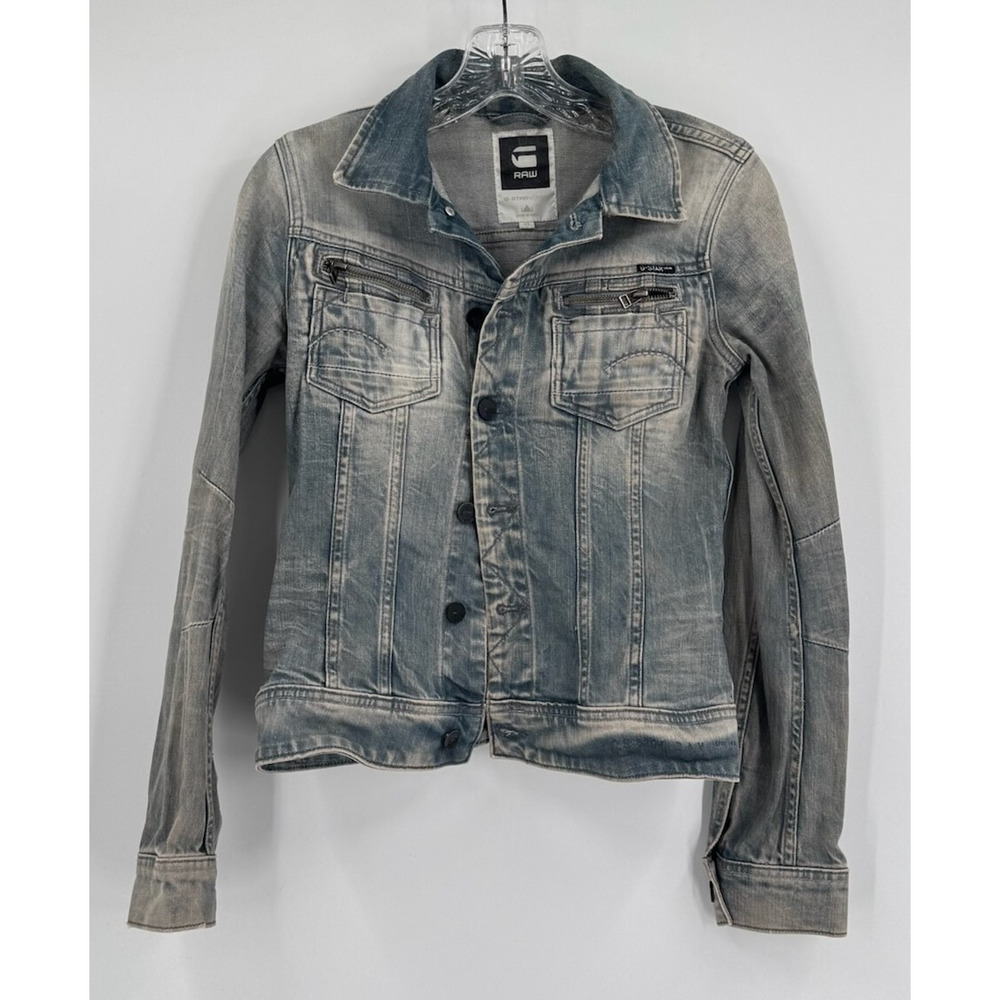 G-STAR Raw Womens Blue Denim Collared New Fender Jean Jacket Sz XS